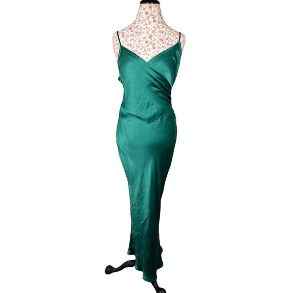 Anthropologie Dresses & Skirts - Anthropologie Emerald Green Satin Maxi Slip Dress